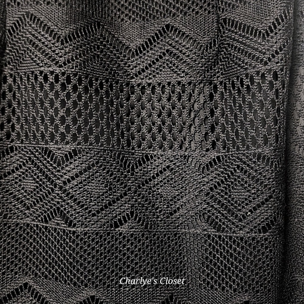 Catherines Crochet Lace Shift Dress 8 Black Beaded Neckline Boho Vacation Resort - Picture 7 of 9